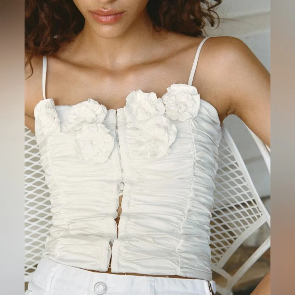 Zara NWOT White Corset Top Women’s Size S - Picture 2 of 6